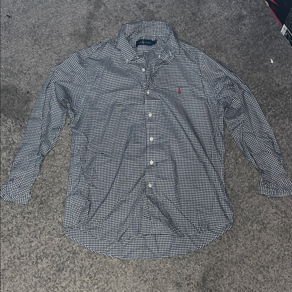 Ralph Lauren navy burgundy & white checkered button down Shirt